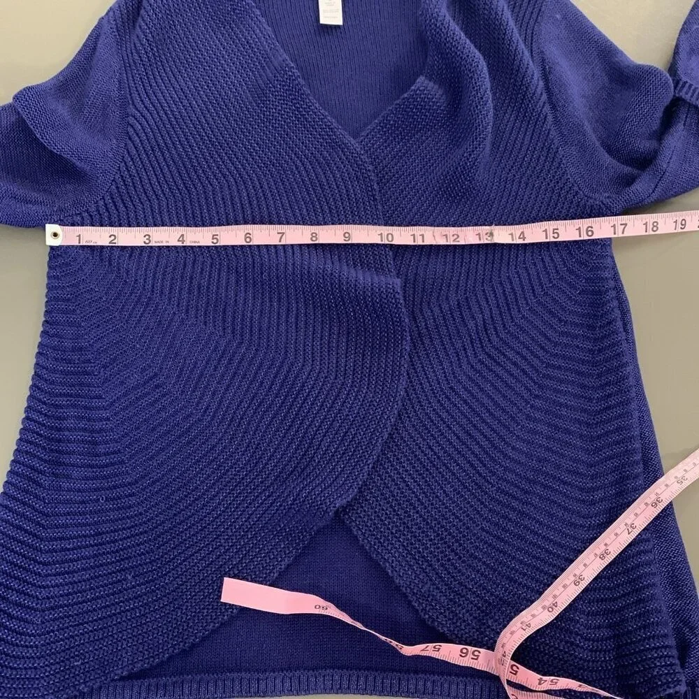 Chicos Womens 1 M Cardigan Sweater Open Front Spring Casual Office Blue Rayon